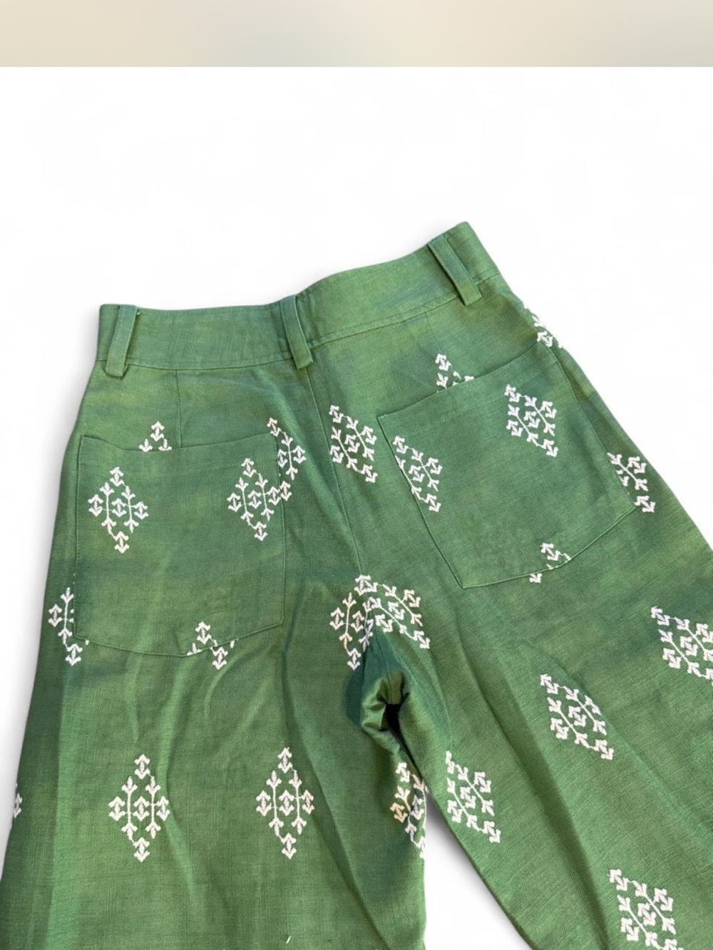 Haute Hippie Green Wide-Leg Embroidered Pants size 4 - Picture 7 of 8